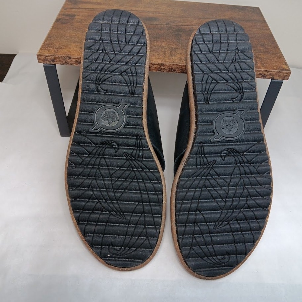 Born Rio Leather Slide Sandals Womens 11 Black Buckle Crisscross Excellent - Picture 6 of 10